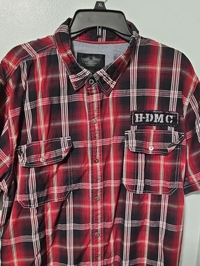 Harley-Davidson Red and Black Plaid Button-Down Shirt